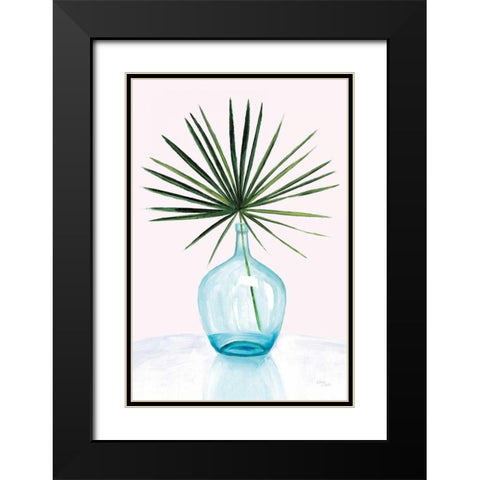 Statement Palms I Black Modern Wood Framed Art Print with Double Matting by Wellington Studio