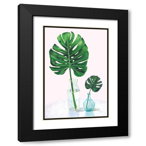 Statement Palms II Black Modern Wood Framed Art Print with Double Matting by Wellington Studio