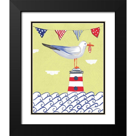 Coastal Bird I Flags Black Modern Wood Framed Art Print with Double Matting by Zaman, Farida