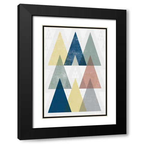 Mod Triangles IV Soft Black Modern Wood Framed Art Print with Double Matting by Mullan, Michael