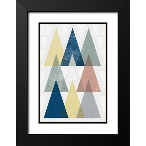 Mod Triangles IV Soft Black Modern Wood Framed Art Print with Double Matting by Mullan, Michael