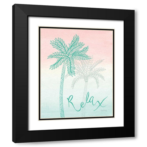 Sunset Palms I Black Modern Wood Framed Art Print with Double Matting by DeNeige, Elyse