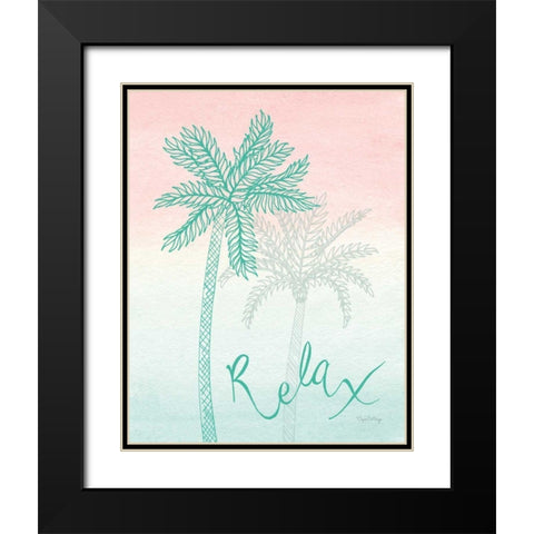Sunset Palms I Black Modern Wood Framed Art Print with Double Matting by DeNeige, Elyse