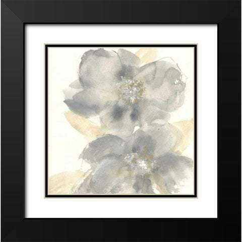 Floral Gray II Black Modern Wood Framed Art Print with Double Matting by Paschke, Chris