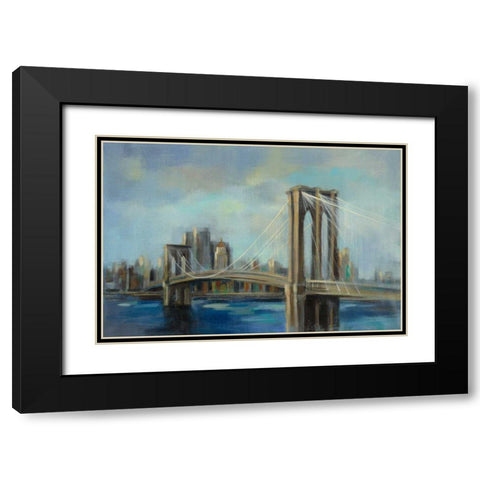Brooklyn Bridge Black Modern Wood Framed Art Print with Double Matting by Vassileva, Silvia