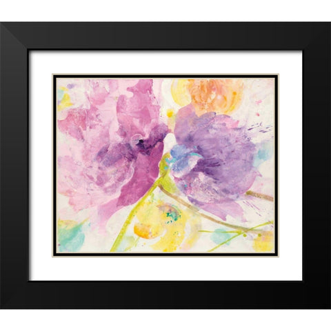 Spring Abstracts Florals I Black Modern Wood Framed Art Print with Double Matting by Hristova, Albena