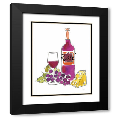 Wine Time III Rose Black Modern Wood Framed Art Print with Double Matting by Zaman, Farida