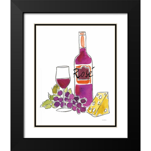 Wine Time III Rose Black Modern Wood Framed Art Print with Double Matting by Zaman, Farida