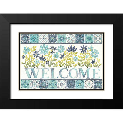 Garden Getaway Welcome Black Modern Wood Framed Art Print with Double Matting by Marshall, Laura