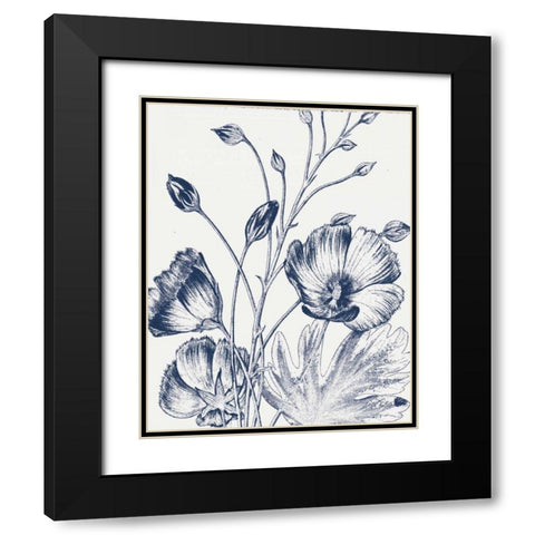 Botanical Beauty Chalk IX Blue on White Crop Black Modern Wood Framed Art Print with Double Matting by Wild Apple Portfolio