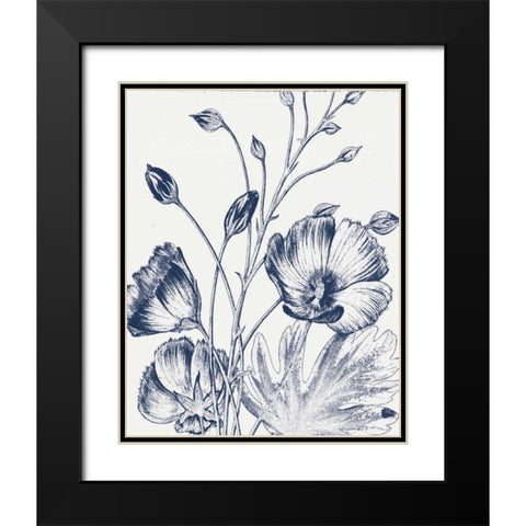 Botanical Beauty Chalk IX Blue on White Crop Black Modern Wood Framed Art Print with Double Matting by Wild Apple Portfolio