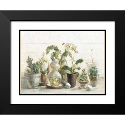 Greenhouse Orchids on Shiplap Black Modern Wood Framed Art Print with Double Matting by Nai, Danhui