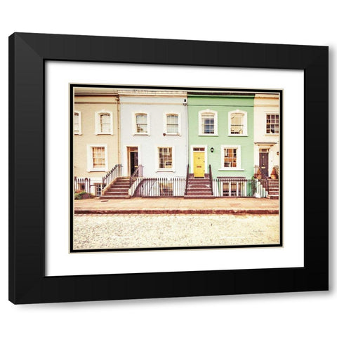 Chelsea Houses All Lined Up Black Modern Wood Framed Art Print with Double Matting by Bevan, Keri