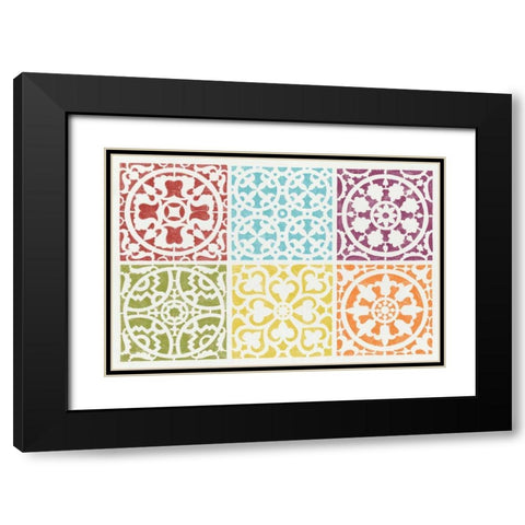 Hacienda Tile VII Black Modern Wood Framed Art Print with Double Matting by Hershey, Moira