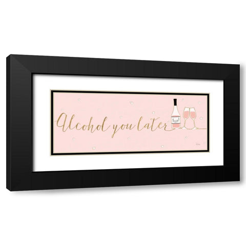 Underlined Bubbly IV Pink Black Modern Wood Framed Art Print with Double Matting by Charron, Veronique