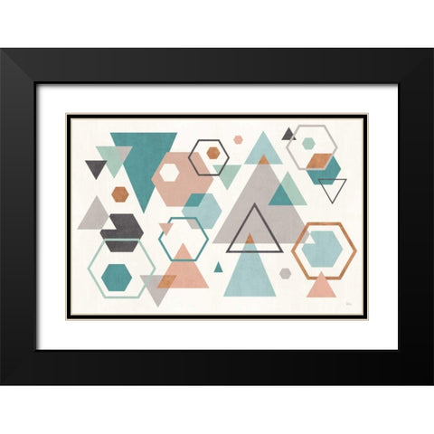 Abstract Geo I Black Modern Wood Framed Art Print with Double Matting by Charron, Veronique