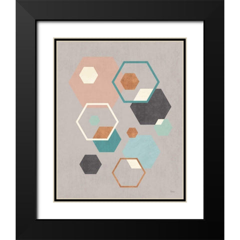 Abstract Geo III Gray Black Modern Wood Framed Art Print with Double Matting by Charron, Veronique