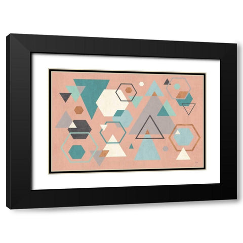 Abstract Geo I Pink Black Modern Wood Framed Art Print with Double Matting by Charron, Veronique