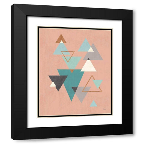 Abstract Geo II Pink Black Modern Wood Framed Art Print with Double Matting by Charron, Veronique