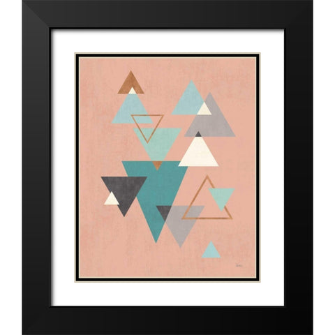 Abstract Geo II Pink Black Modern Wood Framed Art Print with Double Matting by Charron, Veronique