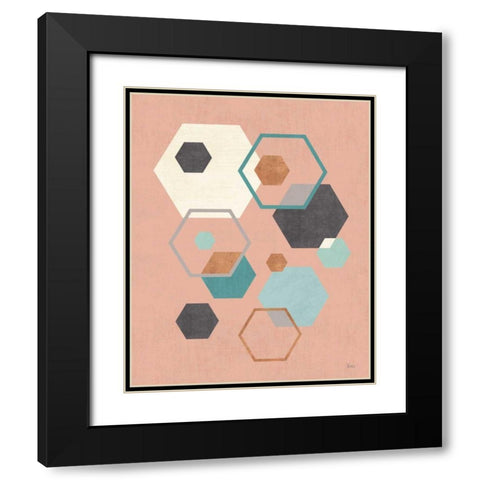 Abstract Geo III Pink Black Modern Wood Framed Art Print with Double Matting by Charron, Veronique