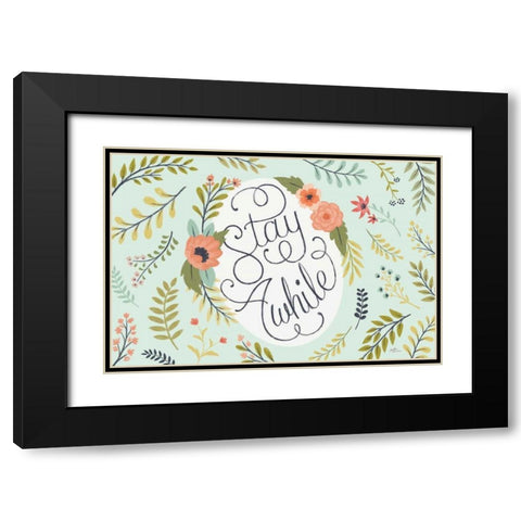 Retro Garden I Mint Black Modern Wood Framed Art Print with Double Matting by Penner, Janelle