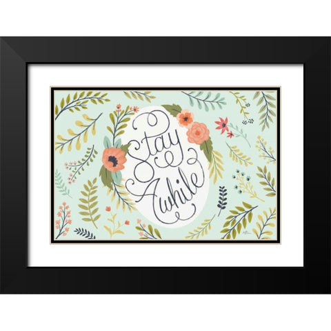 Retro Garden I Mint Black Modern Wood Framed Art Print with Double Matting by Penner, Janelle