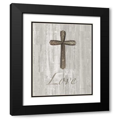 Words for Worship Love on Wood Black Modern Wood Framed Art Print with Double Matting by DeNeige, Elyse