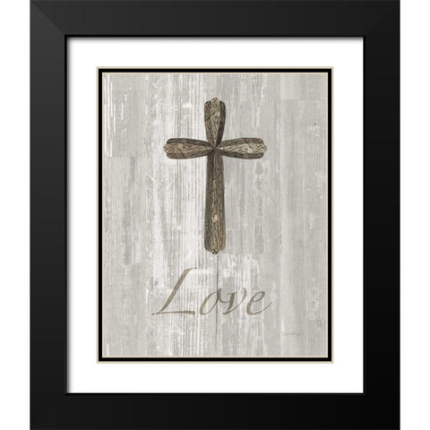 Words for Worship Love on Wood Black Modern Wood Framed Art Print with Double Matting by DeNeige, Elyse