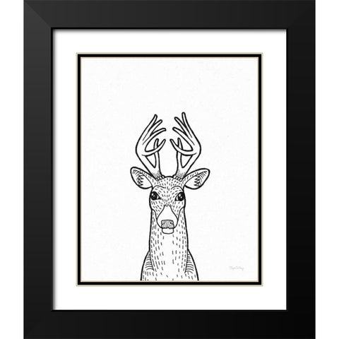 Forest Friends III Black and White Deer Black Modern Wood Framed Art Print with Double Matting by DeNeige, Elyse