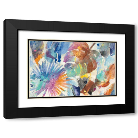 Palm Abstract Black Modern Wood Framed Art Print with Double Matting by Hristova, Albena
