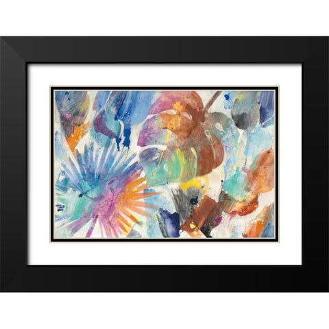 Palm Abstract Black Modern Wood Framed Art Print with Double Matting by Hristova, Albena