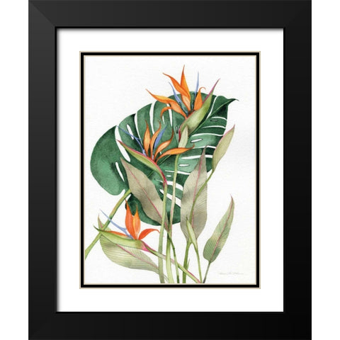 Botanical Birds of Paradise Black Modern Wood Framed Art Print with Double Matting by McKenna, Kathleen Parr