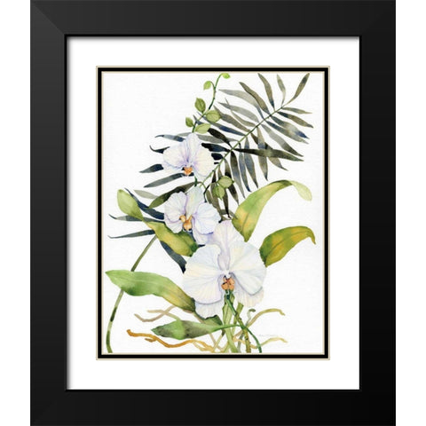 Botanical Phalaenopsis Crop Black Modern Wood Framed Art Print with Double Matting by McKenna, Kathleen Parr