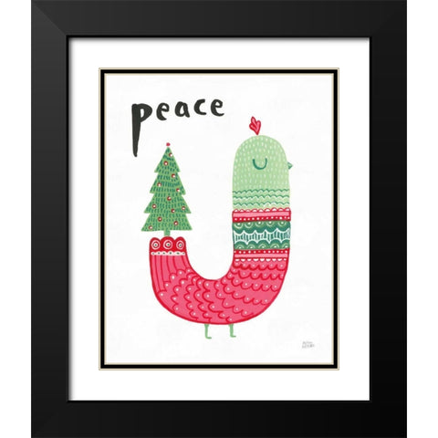 Christmas Tweets III Black Modern Wood Framed Art Print with Double Matting by Averinos, Melissa