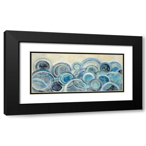 Variation Blue Black Modern Wood Framed Art Print with Double Matting by Vassileva, Silvia