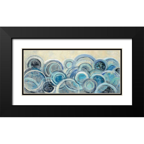 Variation Blue Black Modern Wood Framed Art Print with Double Matting by Vassileva, Silvia