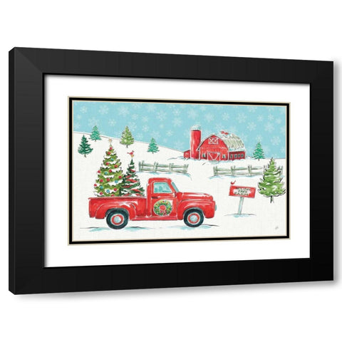 Christmas in the Country I Black Modern Wood Framed Art Print with Double Matting by Brissonnet, Daphne
