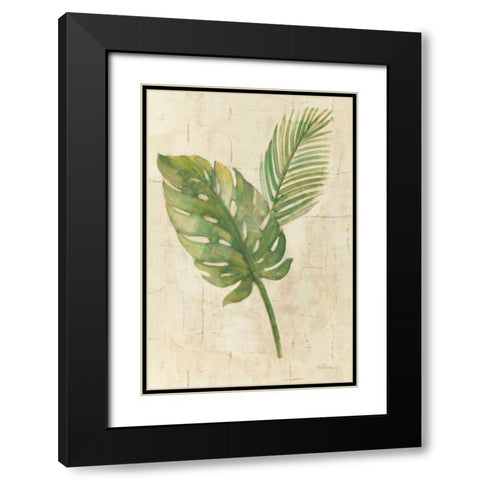Tropical Leaves Neutral Black Modern Wood Framed Art Print with Double Matting by Hristova, Albena