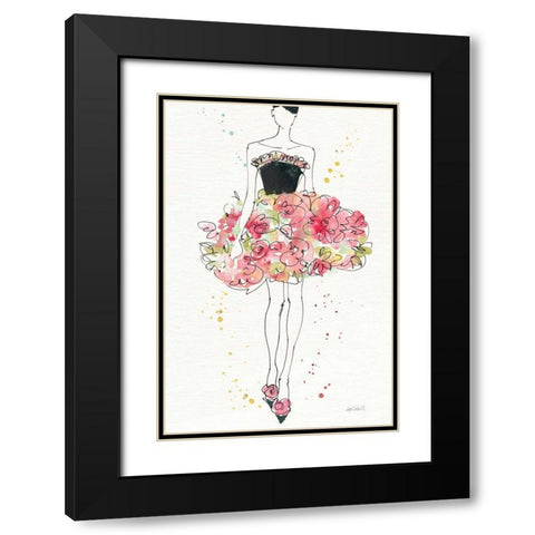 Floral Fashion II v2 Black Modern Wood Framed Art Print with Double Matting by Tavoletti, Anne