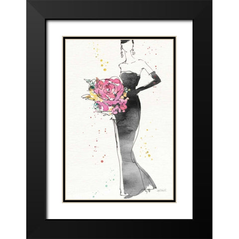 Floral Fashion III v2 Black Modern Wood Framed Art Print with Double Matting by Tavoletti, Anne