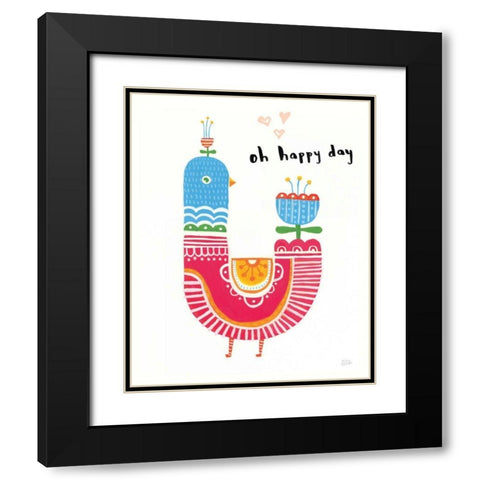 Blossom Birds I Black Modern Wood Framed Art Print with Double Matting by Averinos, Melissa