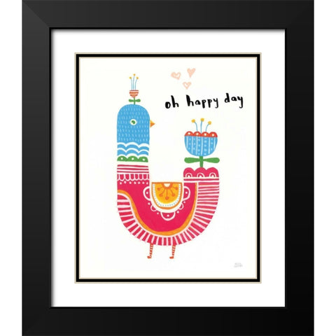 Blossom Birds I Black Modern Wood Framed Art Print with Double Matting by Averinos, Melissa