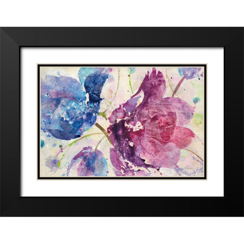 Fireworks Abstract v2 Black Modern Wood Framed Art Print with Double Matting by Hristova, Albena