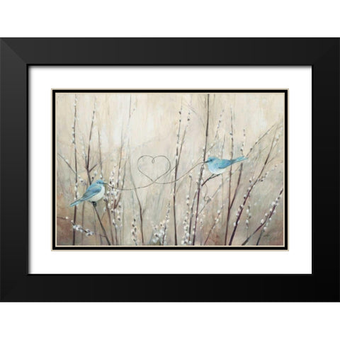 Pretty Birds Neutral String Black Modern Wood Framed Art Print with Double Matting by Purinton, Julia