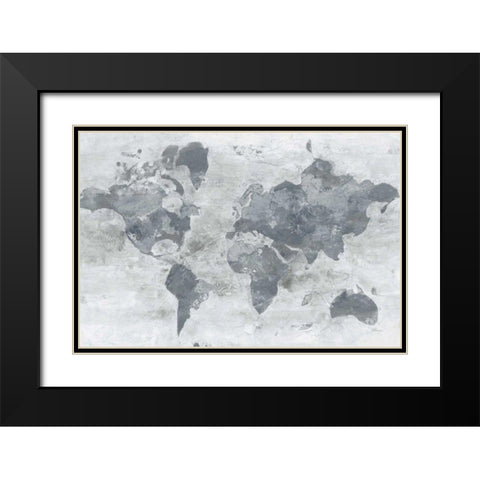 Golden World Gray Black Modern Wood Framed Art Print with Double Matting by Hristova, Albena