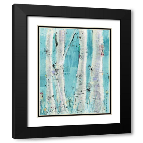 Love Aqua Black Modern Wood Framed Art Print with Double Matting by Day, Kellie