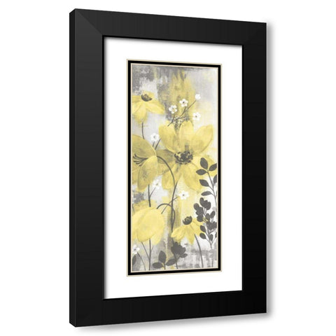 Floral Symphony Yellow Gray Crop II Black Modern Wood Framed Art Print with Double Matting by Vassileva, Silvia