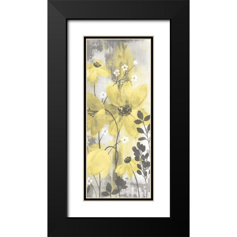 Floral Symphony Yellow Gray Crop II Black Modern Wood Framed Art Print with Double Matting by Vassileva, Silvia