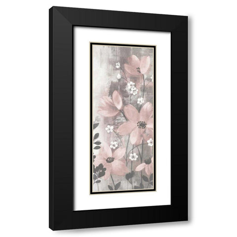 Floral Symphony Blush Gray Crop I Black Modern Wood Framed Art Print with Double Matting by Vassileva, Silvia